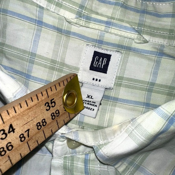 Gap Shirt Men's XL White Check Striped Long Sleeve Button Down Collared Casual - Picture 2 of 8
